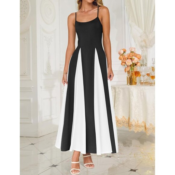 Women's Summer Maxi Dress Viscose Spaghetti Strap Flowy Wedding Guest - Picture 2 of 9